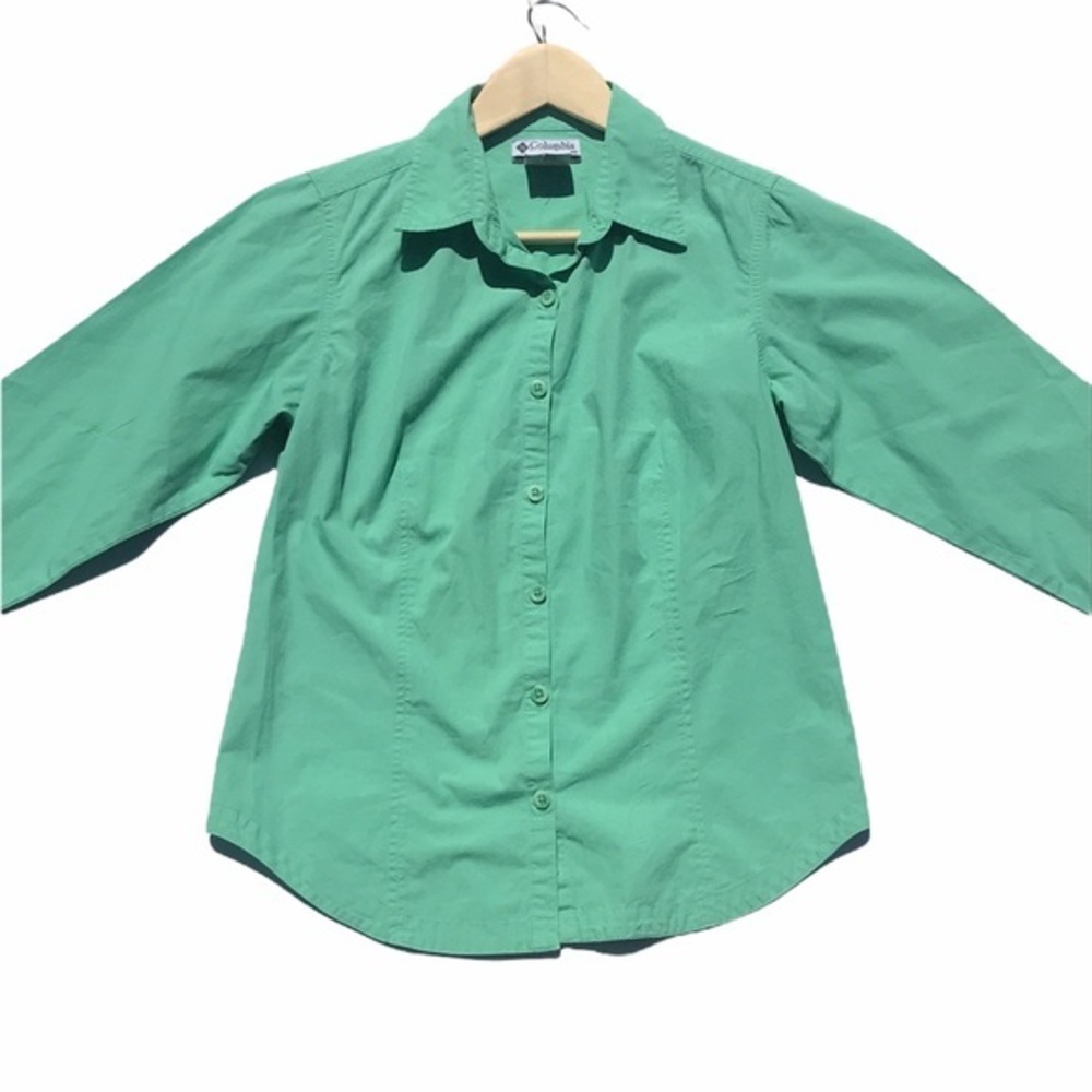 Columbia Button Down‎ 3/4 Sleeve Green Top